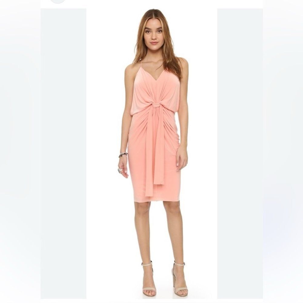 Misa Los Angeles Revolve Domino Gathered Front Midi Dress Burnt Orange XS